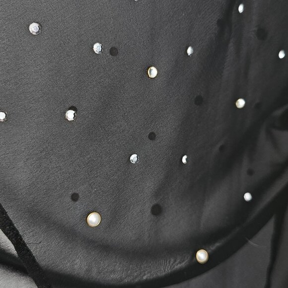 Roz and Ali Slit Sleeve Black Evening Shirt with embellishments - Picture 7 of 7